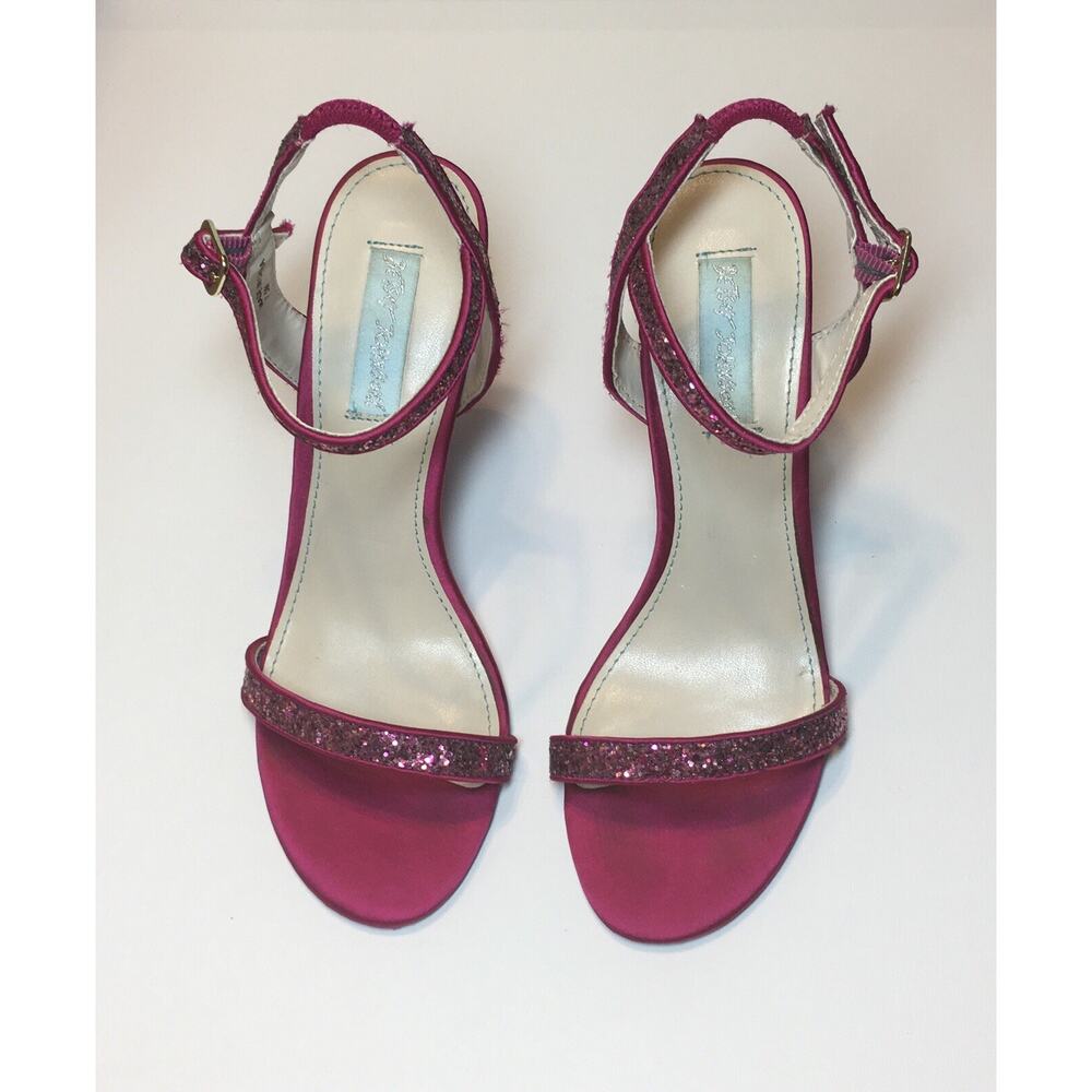 Betsey Johnson Darci Pink Dazzling Evening Sandals Wedges Sparklecore 7.5M